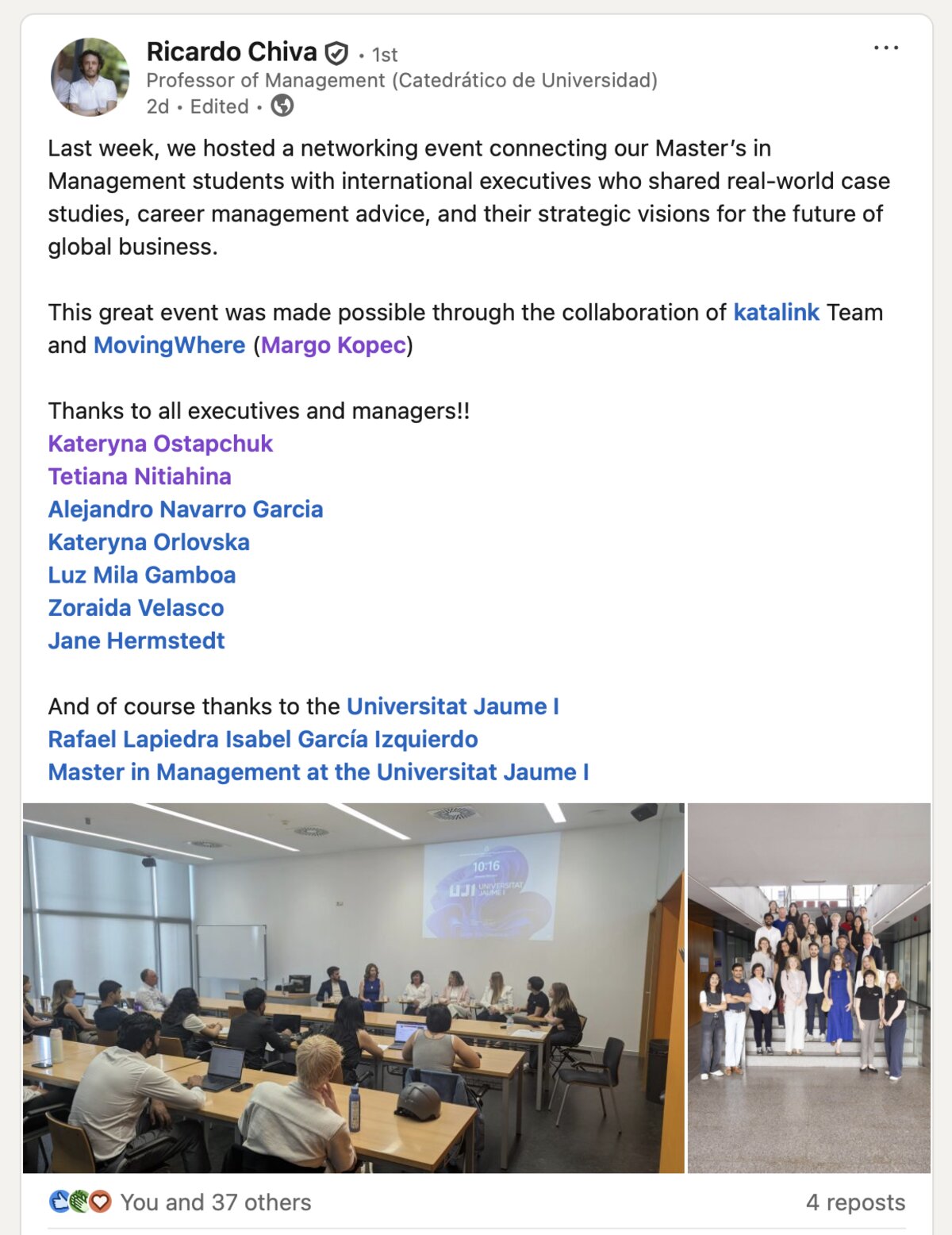 Katalink Q&A session with Master in Management students at Universitat Jaume I.
